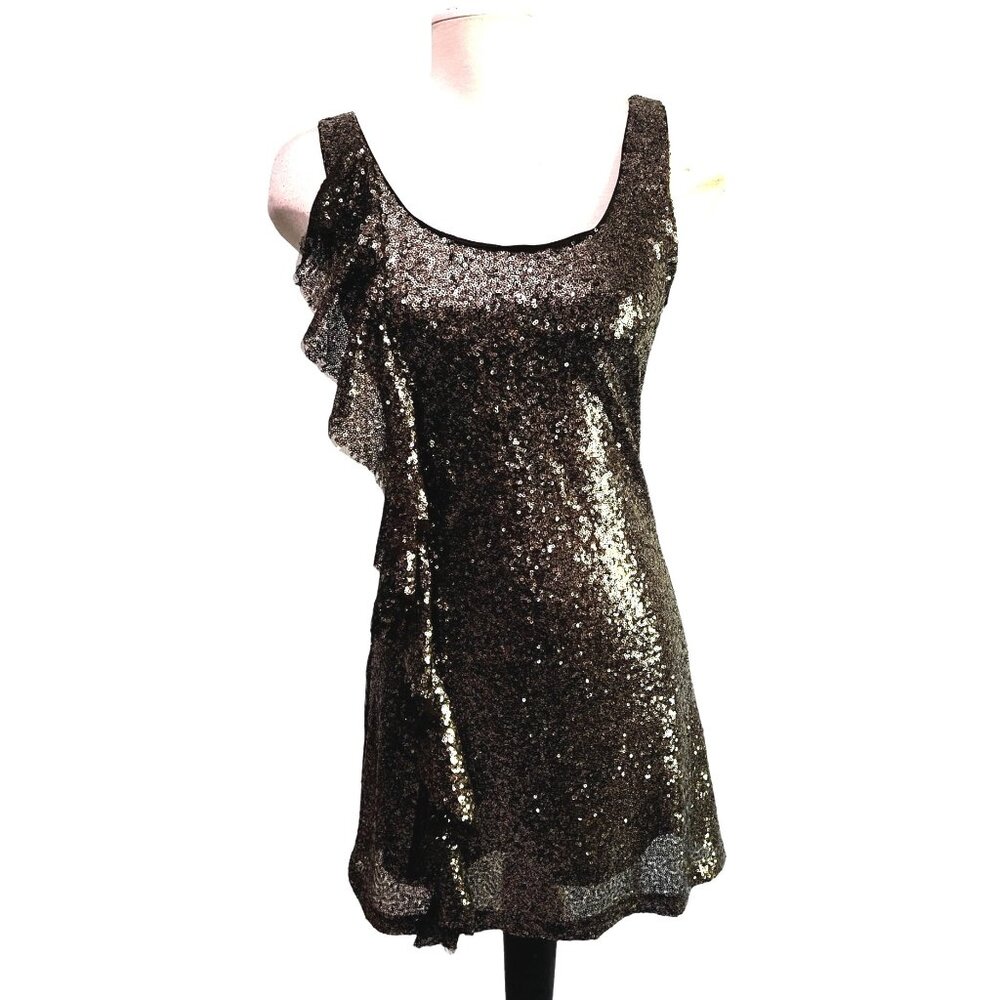 Anna Grace Bronze Sequined Dress Sz Small Womens Sleeveless Mini